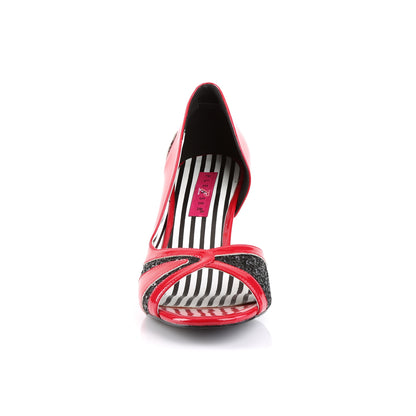 Pleaser Pink Label Womens Pumps JENNA-03 Red Pat-Blk Glitter
