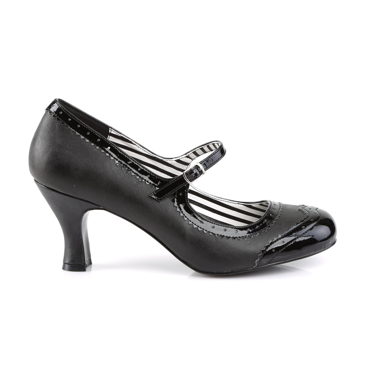 Pleaser Pink Label Womens Pumps JENNA-06 Blk Faux Leather-Pat