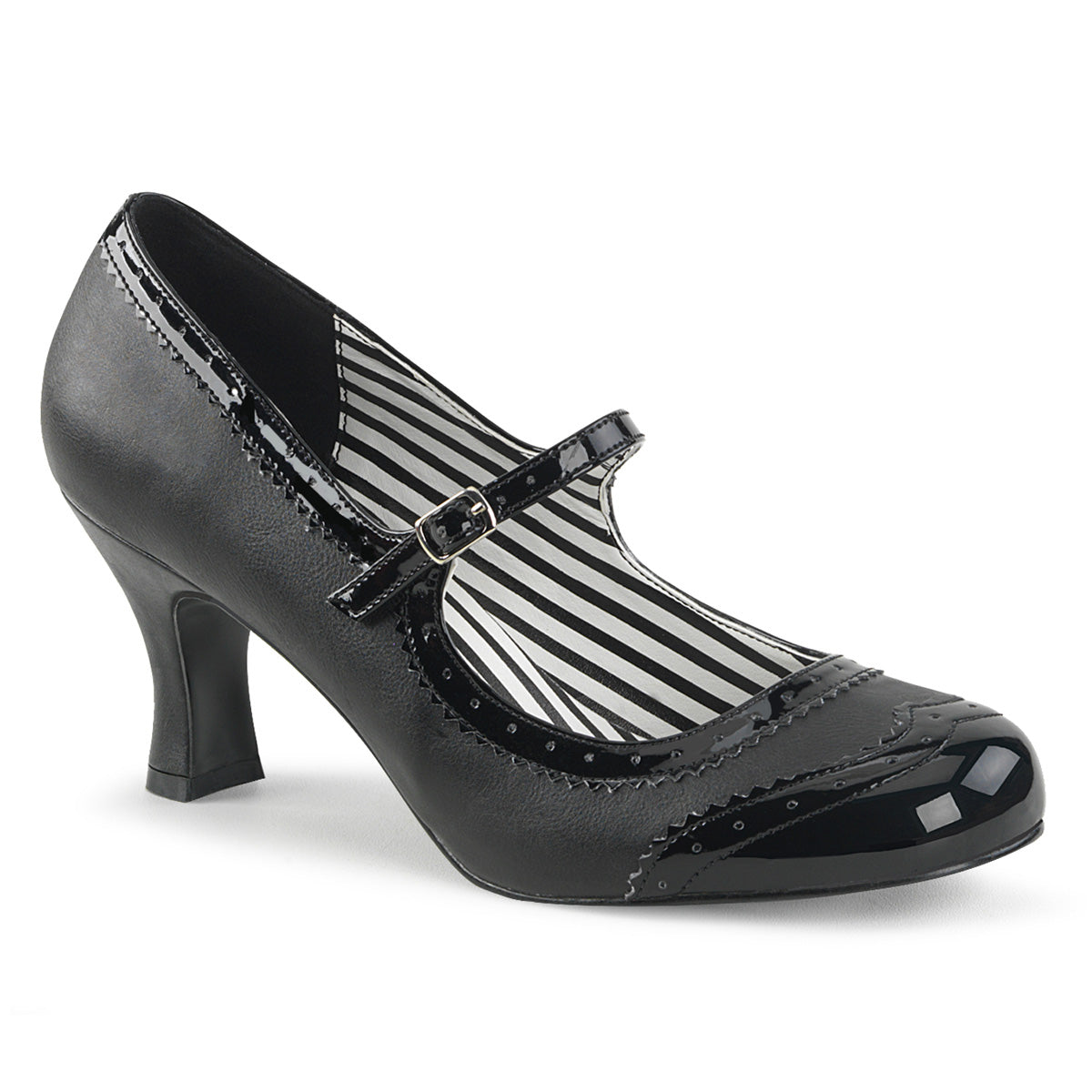 Pleaser Pink Label Womens Pumps JENNA-06 Blk Faux Leather-Pat