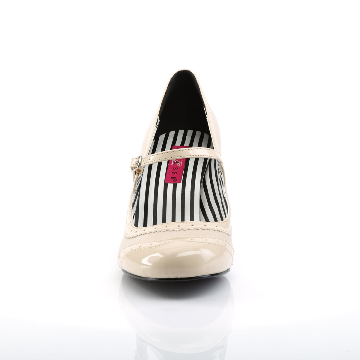 Pleaser Pink Label Womens Pumps JENNA-06 Cream Faux Leather-Pat