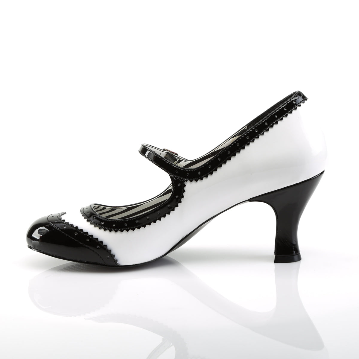 Pleaser Pink Label Womens Pumps JENNA-06 Wht-Blk Pat