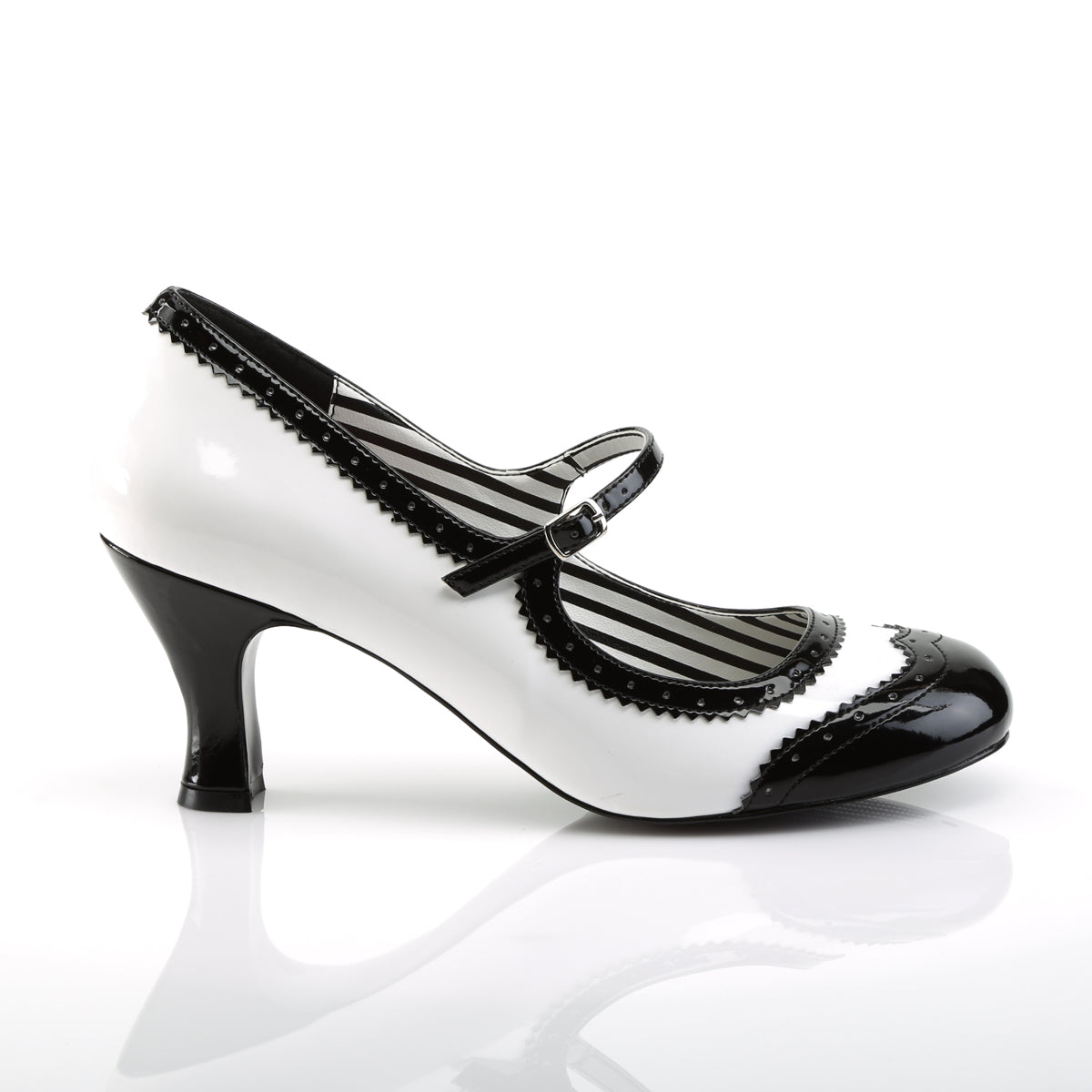 Pleaser Pink Label Womens Pumps JENNA-06 Wht-Blk Pat