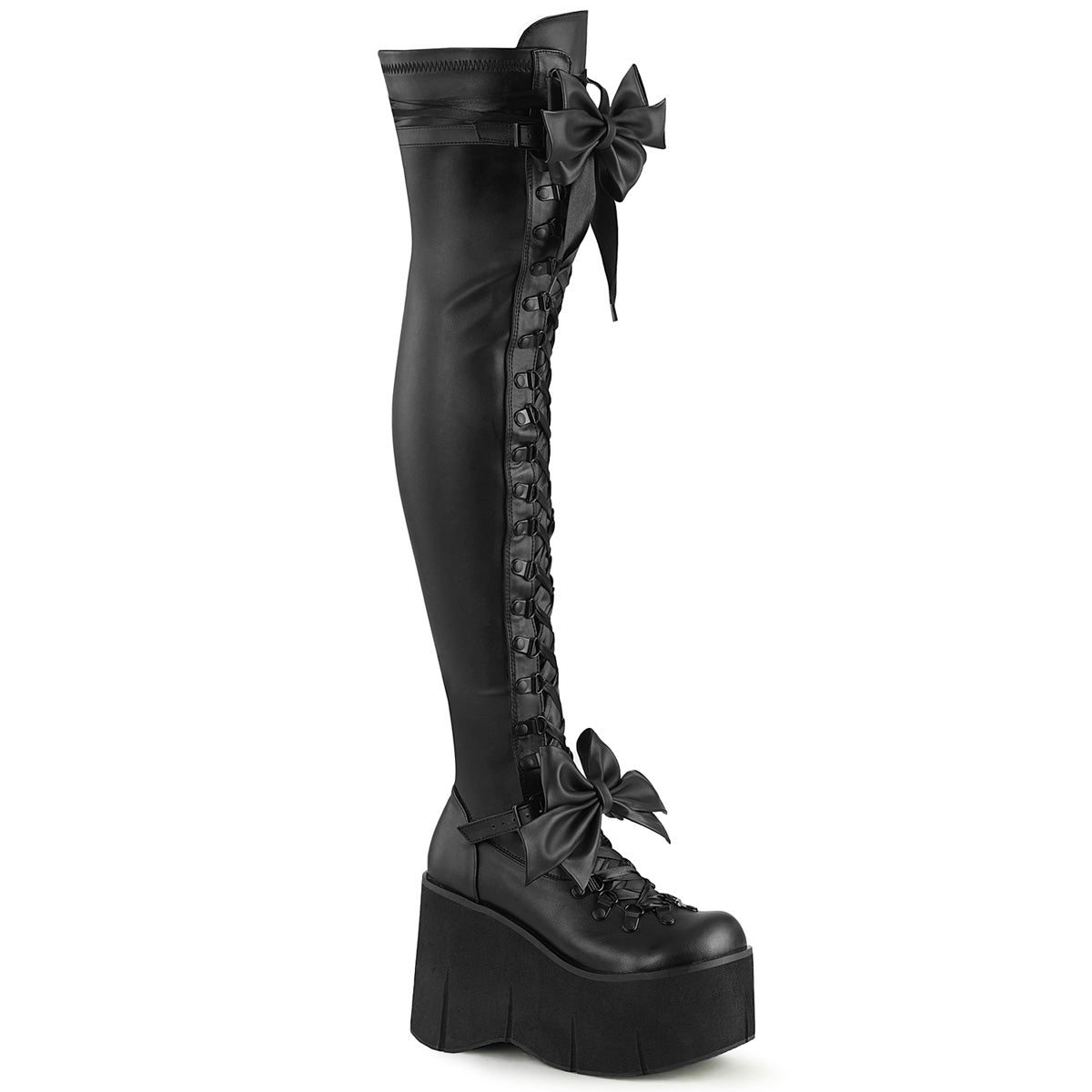 DemoniaCult Womens Boots KERA-303 Blk Stretch Vegan Leather