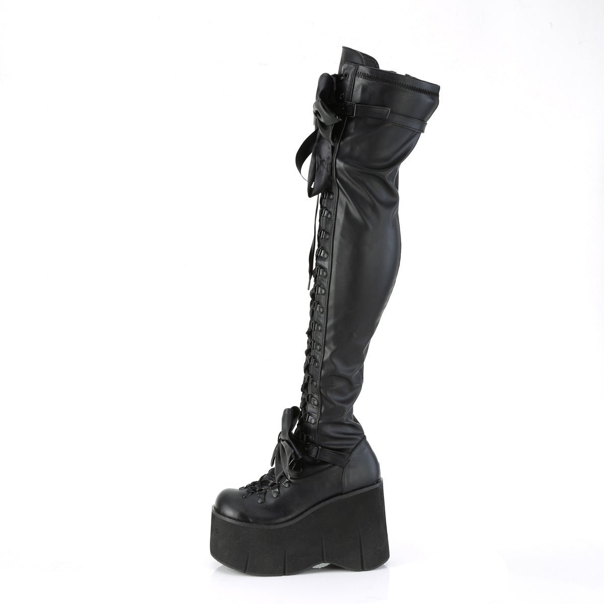 DemoniaCult Womens Boots KERA-303 Blk Stretch Vegan Leather