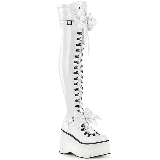 DemoniaCult  Boots KERA-303 Wht Stretch Patent