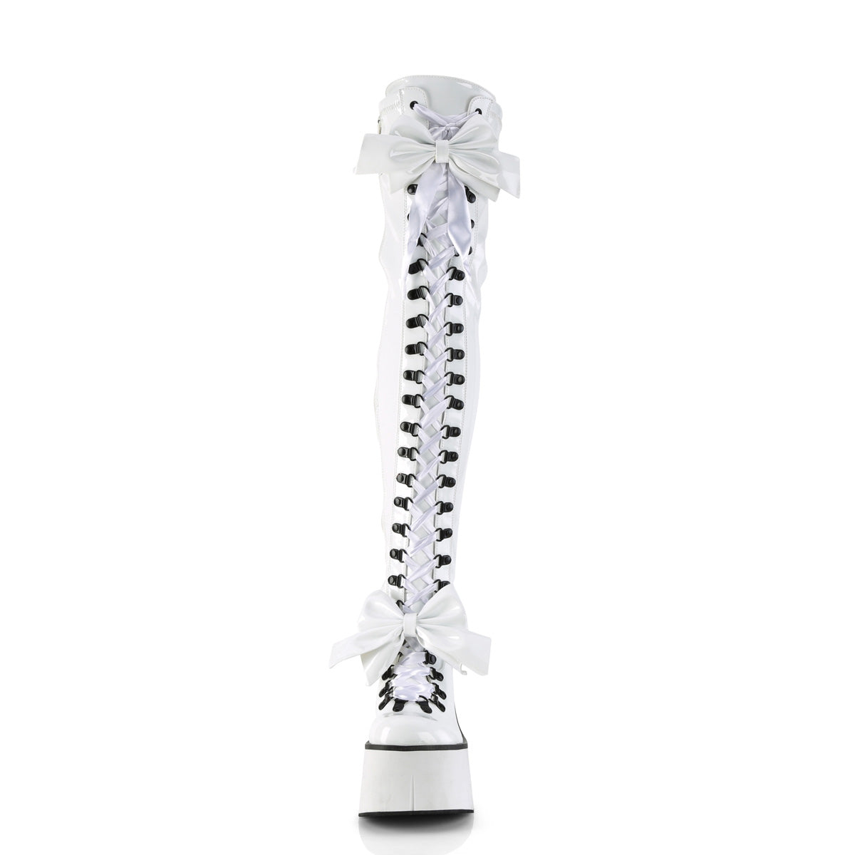 DemoniaCult  Boots KERA-303 Wht Stretch Patent