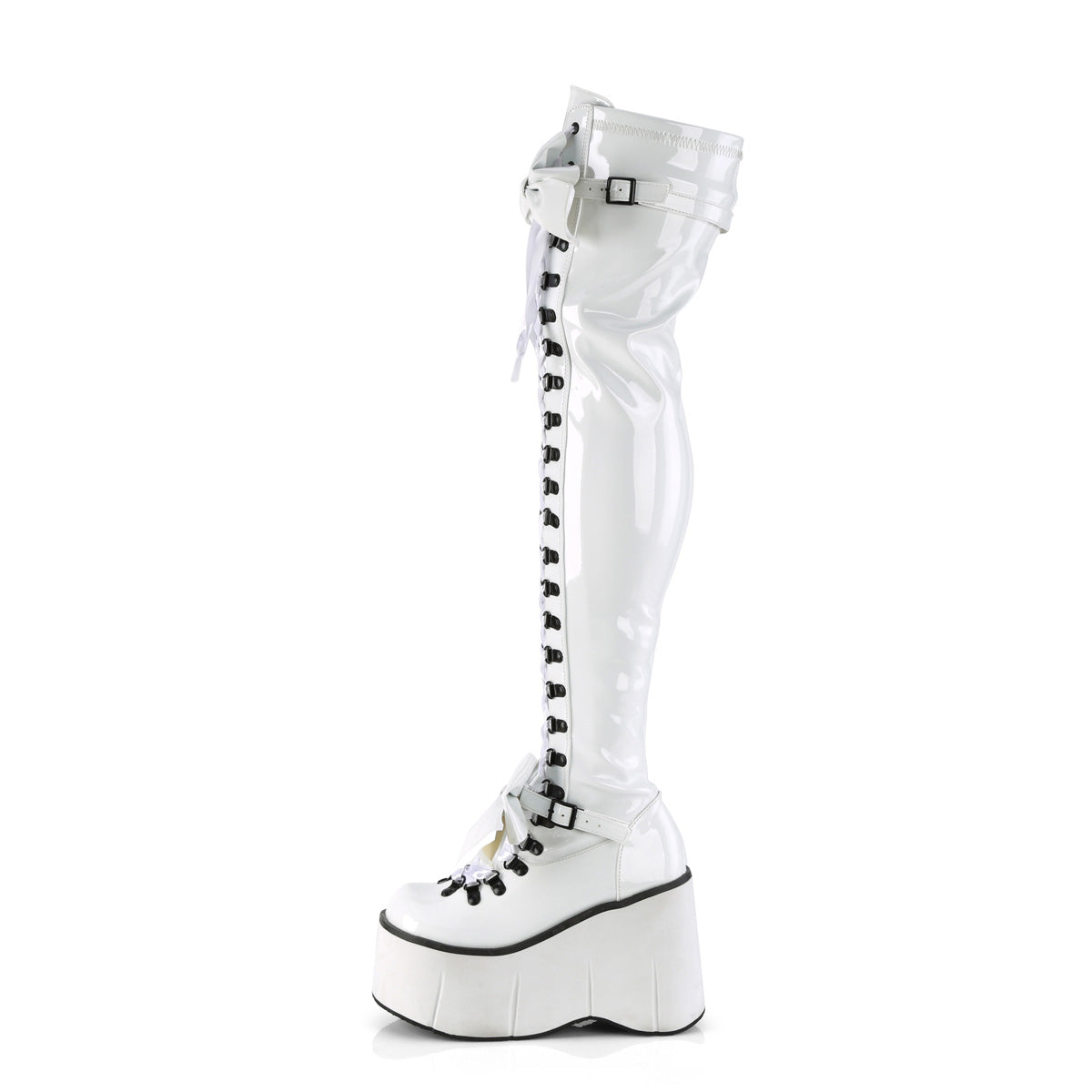 DemoniaCult  Boots KERA-303 Wht Stretch Patent