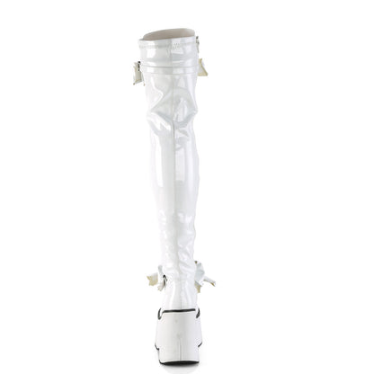 DemoniaCult  Boots KERA-303 Wht Stretch Patent