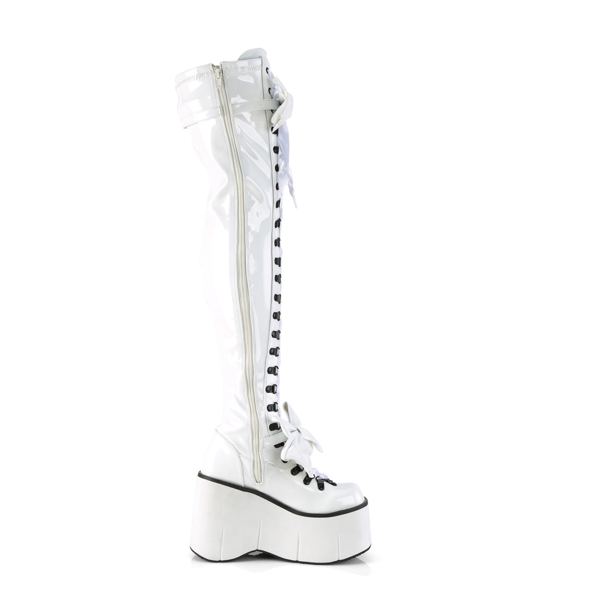 DemoniaCult  Boots KERA-303 Wht Stretch Patent