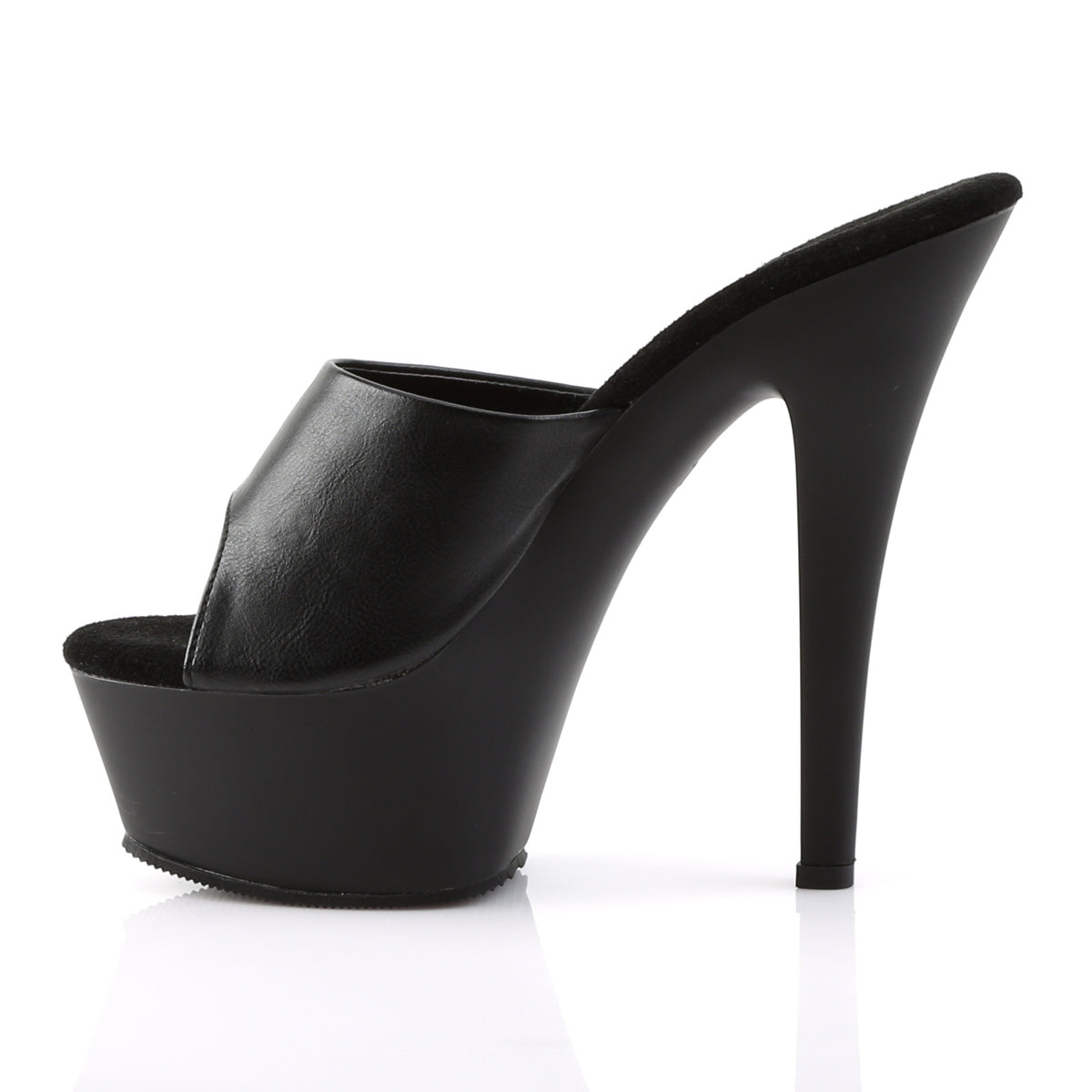 Pleaser Womens Sandals KISS-201 Blk Faux Leather/Blk Matte