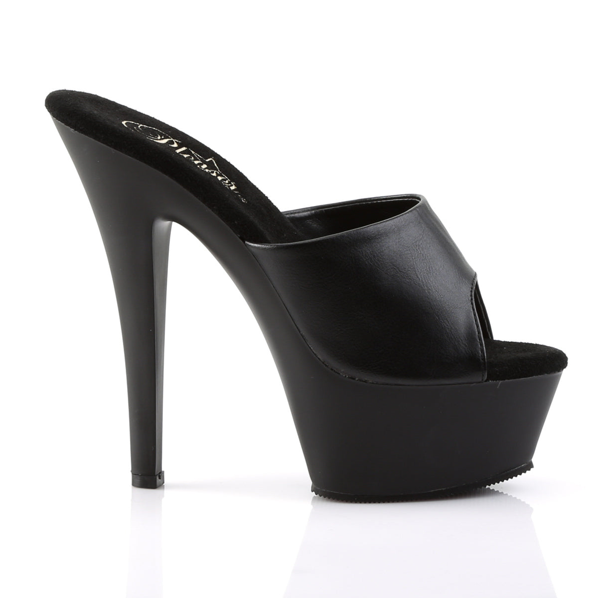 Pleaser Womens Sandals KISS-201 Blk Faux Leather/Blk Matte