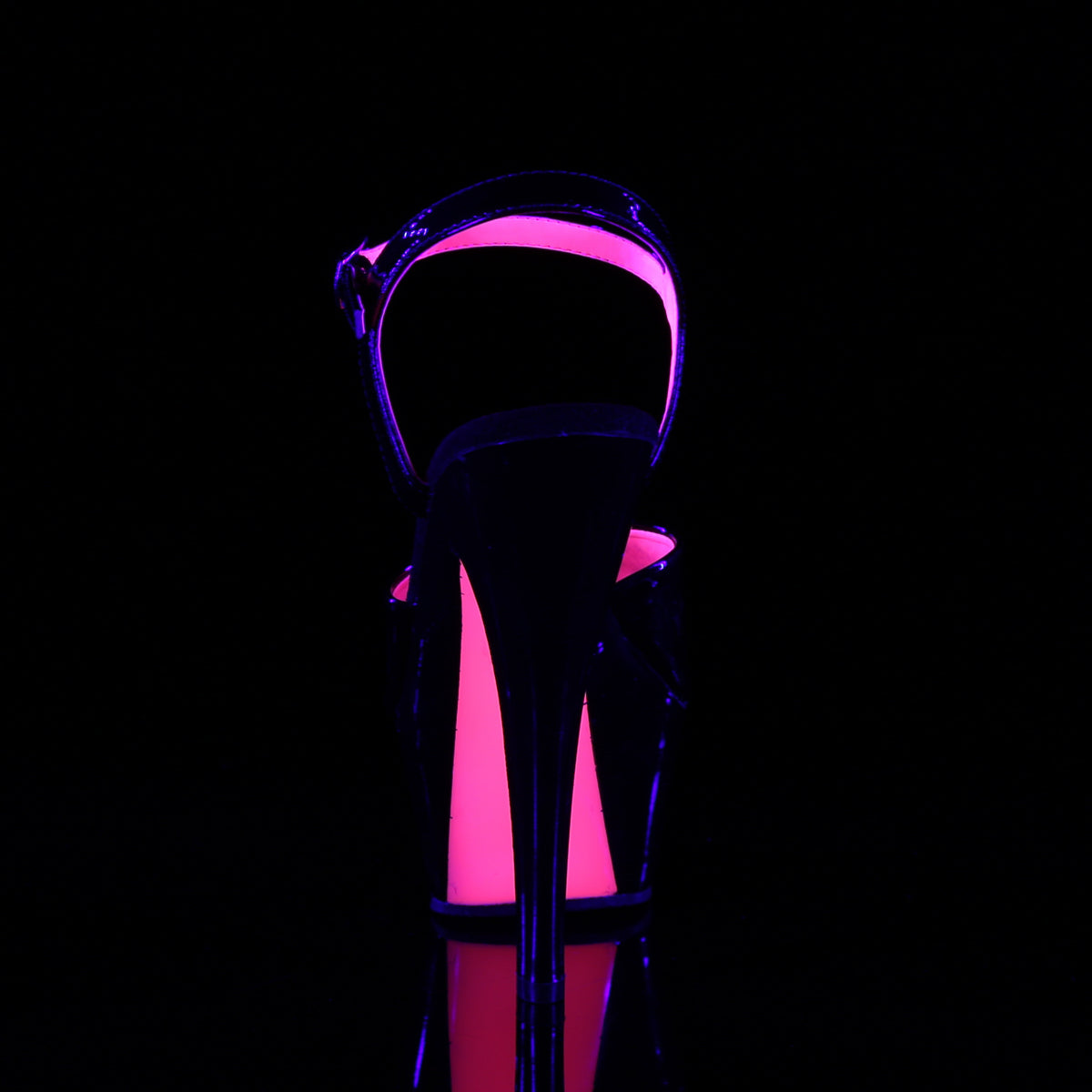 Pleaser Womens Sandals KISS-209TT Blk Pat/Blk-Neon H. Pink