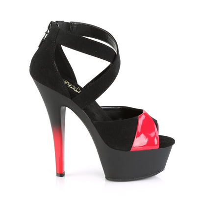 Pleaser Womens Sandals KISS-221 Blk Nubuck-Red Pat/Blk Matte-Red