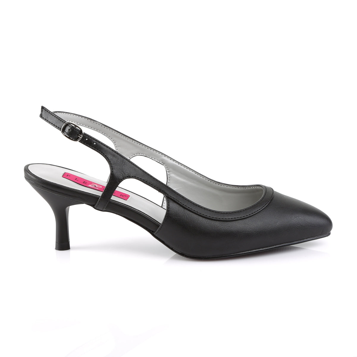 Pleaser Pink Label Womens Pumps KITTEN-02 Blk Faux Leather