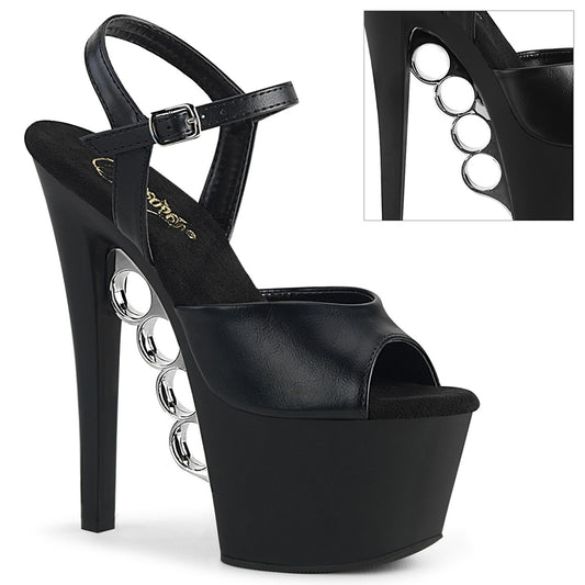 Pleaser Womens Sandals KNUCKS-709 Blk Faux Leather/Blk Matte