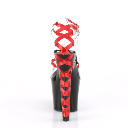 Pleaser Womens Sandals LOVESICK-712 Clr-Red/Blk-Red
