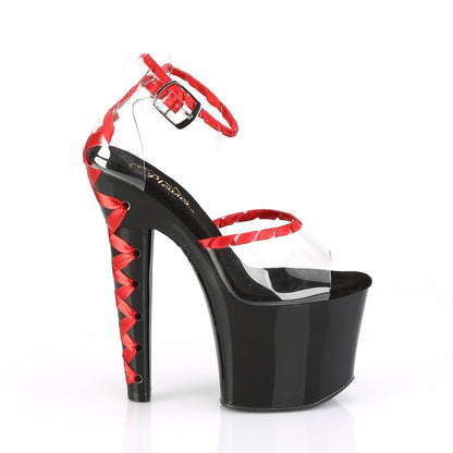 Pleaser Womens Sandals LOVESICK-712 Clr-Red/Blk-Red