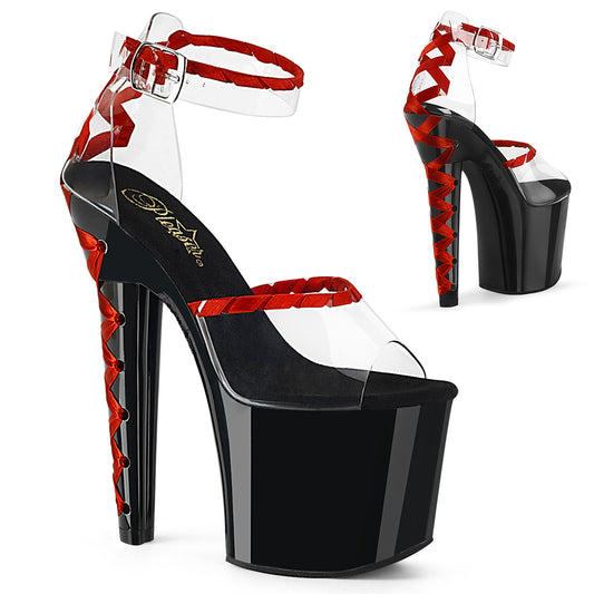 Pleaser Womens Sandals LOVESICK-712 Clr-Red/Blk-Red