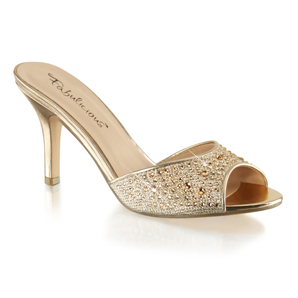 Fabulicious Womens Pumps LUCY-01 Gold Glitter Mesh Fabric