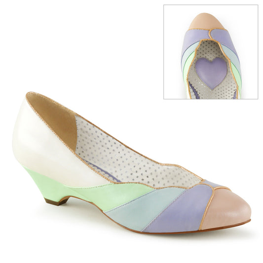 Pin Up Couture Womens Pumps LULU-05 Whit-Mint Multi Faux Leather
