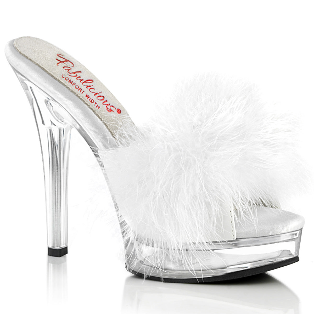 Fabulicious  Sandals MAJESTY-501F-8 Wht Faux Leather-Fur/Clr