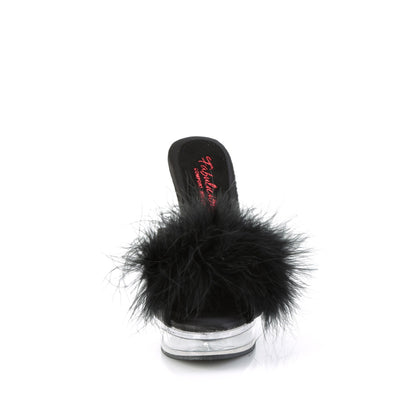 Fabulicious  Sandals MAJESTY-501F-8 Blk Faux Leather-Fur/Clr