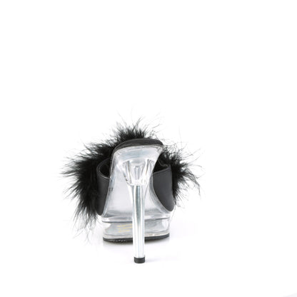 Fabulicious  Sandals MAJESTY-501F-8 Blk Faux Leather-Fur/Clr