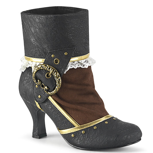 Funtasma Womens Boots MATEY-115 Blk Distressed Pu-Brown Microfiber