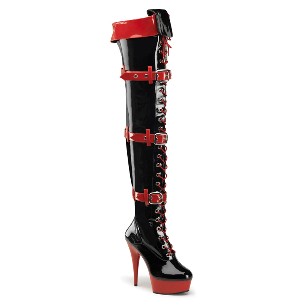 Funtasma Womens Boots MEDIC-3028 Blk-Red Pat/Red