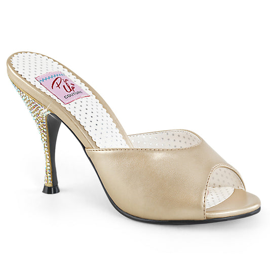 Pin Up Couture Womens Pumps MONROE-05 Champagne Faux Leather