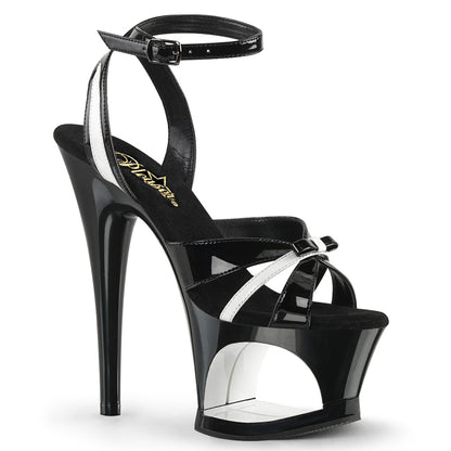 Pleaser Womens Sandals MOON-728 Blk-Wht Pat/Blk