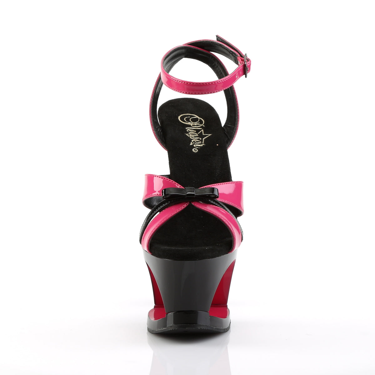 Pleaser Womens Sandals MOON-728 H. Pink-Blk Pat/Blk