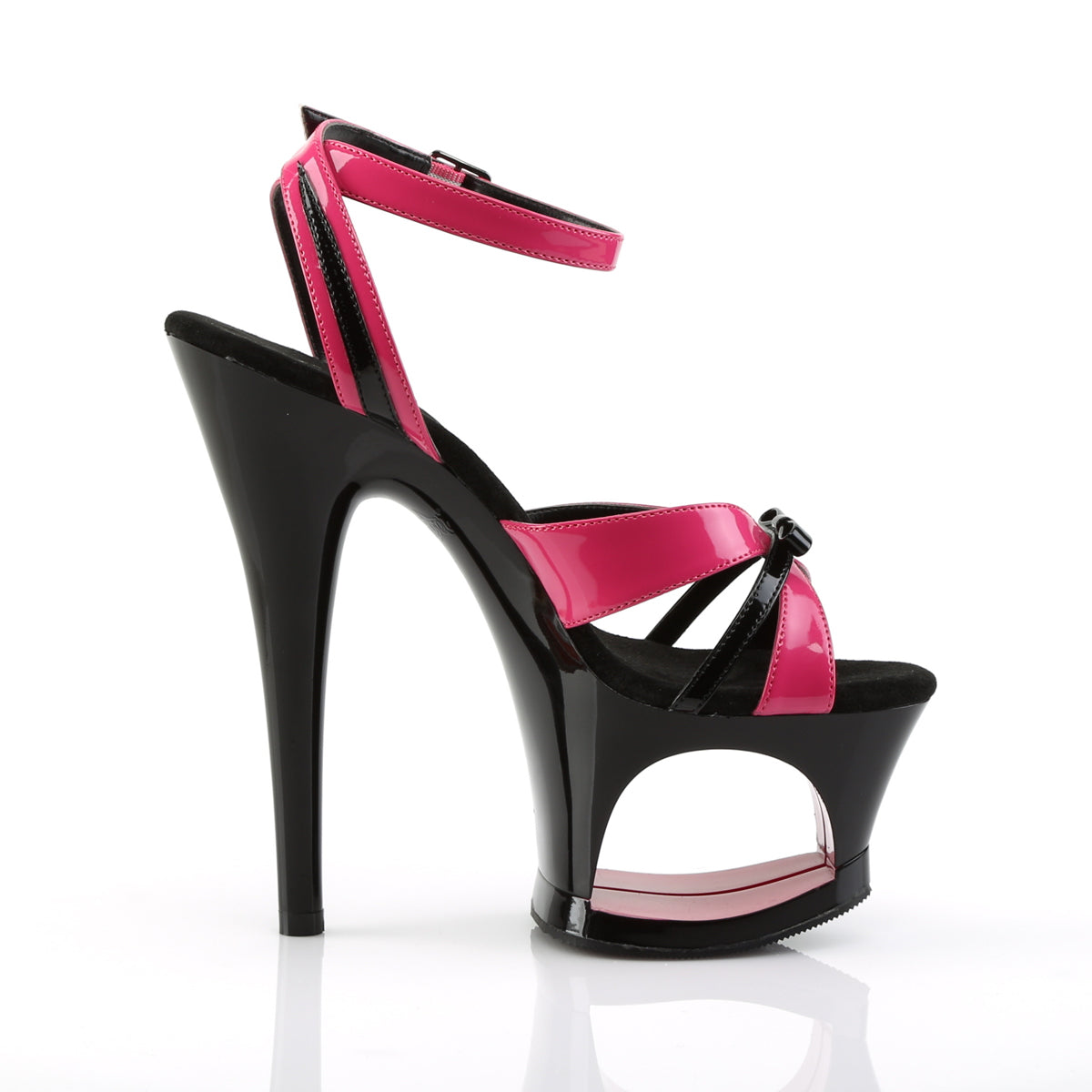 Pleaser Womens Sandals MOON-728 H. Pink-Blk Pat/Blk