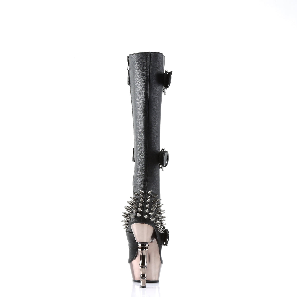 DemoniaCult Womens Boots MUERTO-2028 Blk Vegan Leather/Pewter Chrome