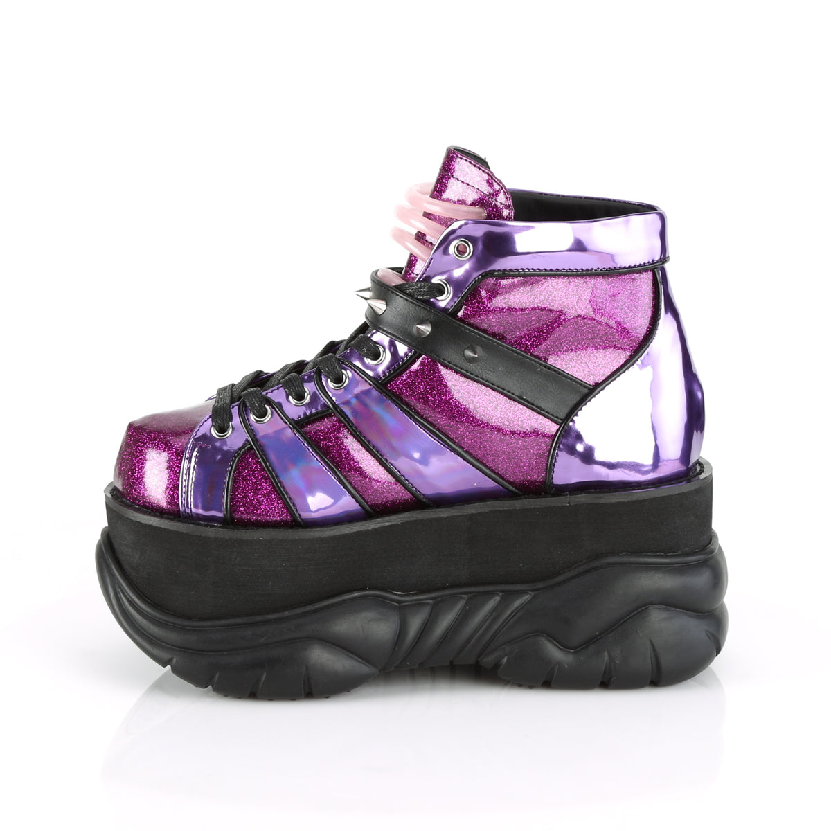 DemoniaCult Mens Boots NEPTUNE-100 Purple Glitter-Hologram