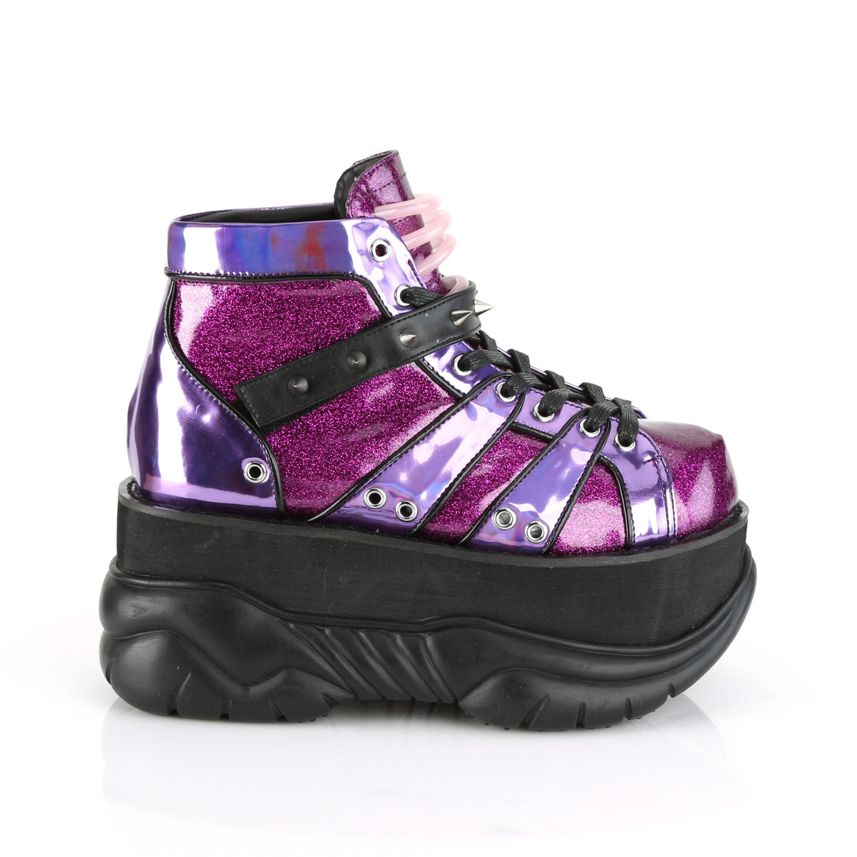 DemoniaCult Mens Boots NEPTUNE-100 Purple Glitter-Hologram