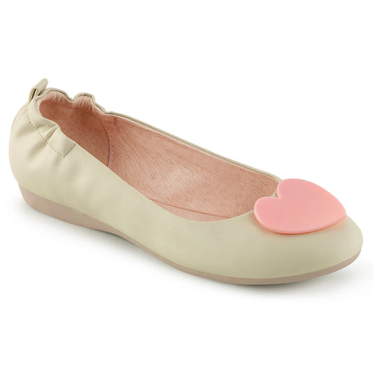 Pin Up Couture Womens Pumps OLIVE-05 Cream Faux Leather