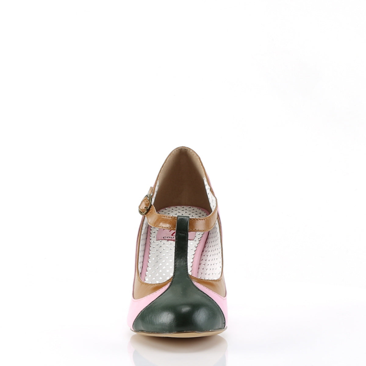 Pin Up Couture Womens Pumps PEACH-03 B.Pink Multi Faux Leather