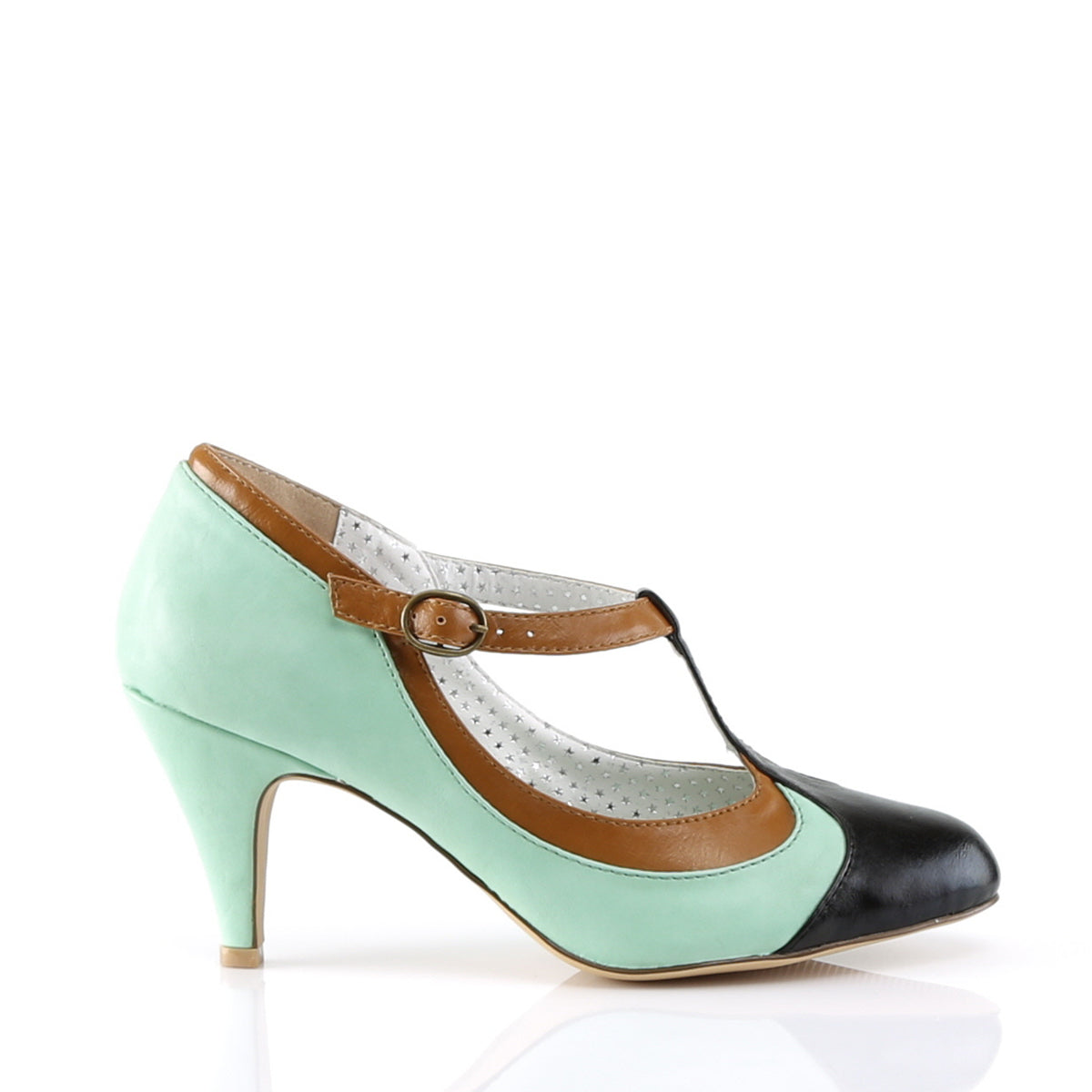 Pin Up Couture Womens Pumps PEACH-03 Mint Multi Faux Leather