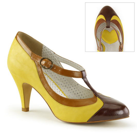 Pin Up Couture Womens Pumps PEACH-03 Yellow Multi Faux Leather
