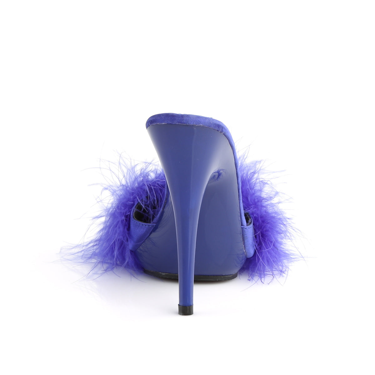 Fabulicious Womens Sandals POISE-501F Blue Satin-Marabou Fur/Blue
