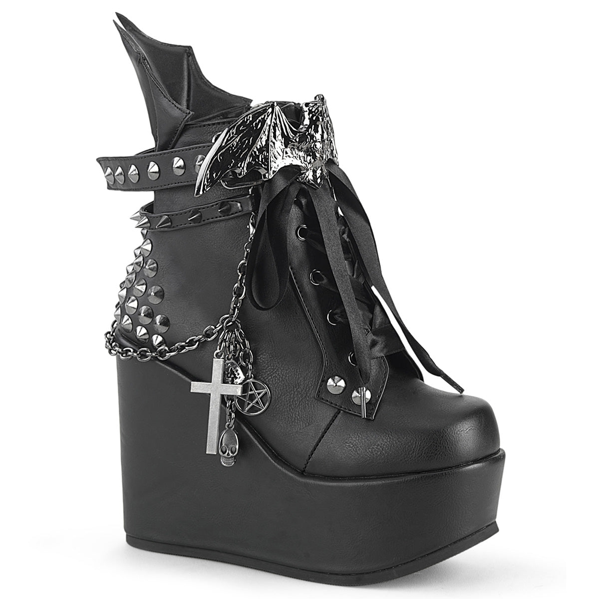 DemoniaCult  Ankle Boots POISON-107 Blk Vegan Leather