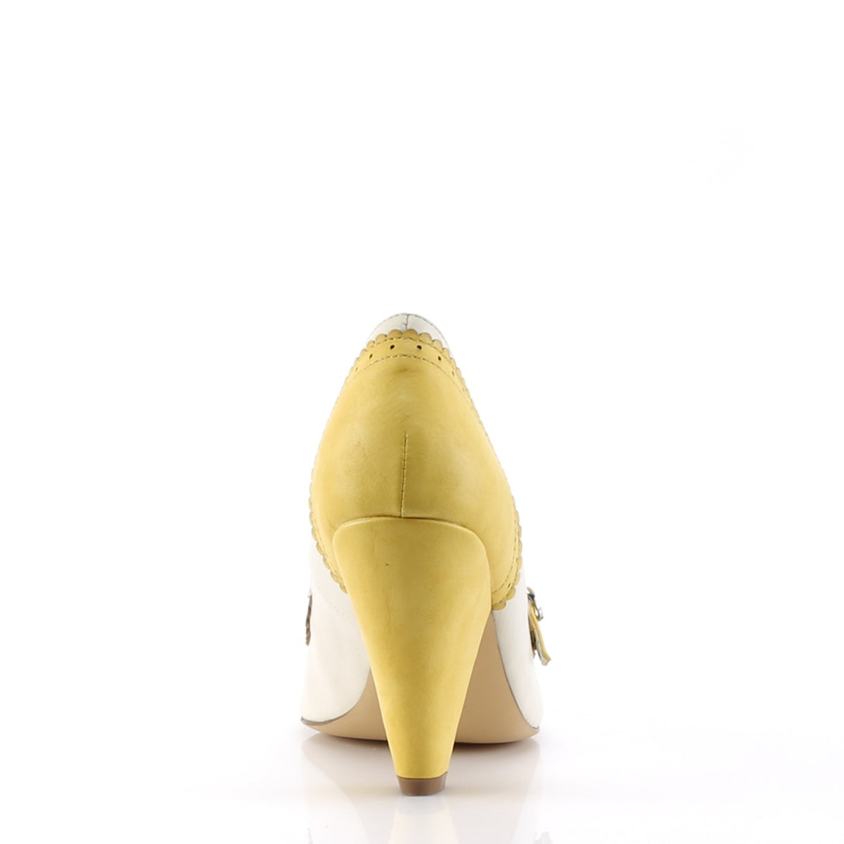 Pin Up Couture Womens Pumps POPPY-18 Yellow-Cream Faux Leather