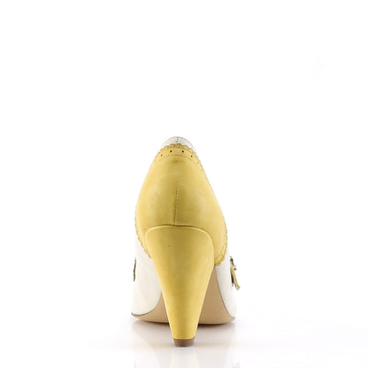 Pin Up Couture Womens Pumps POPPY-18 Yellow-Cream Faux Leather