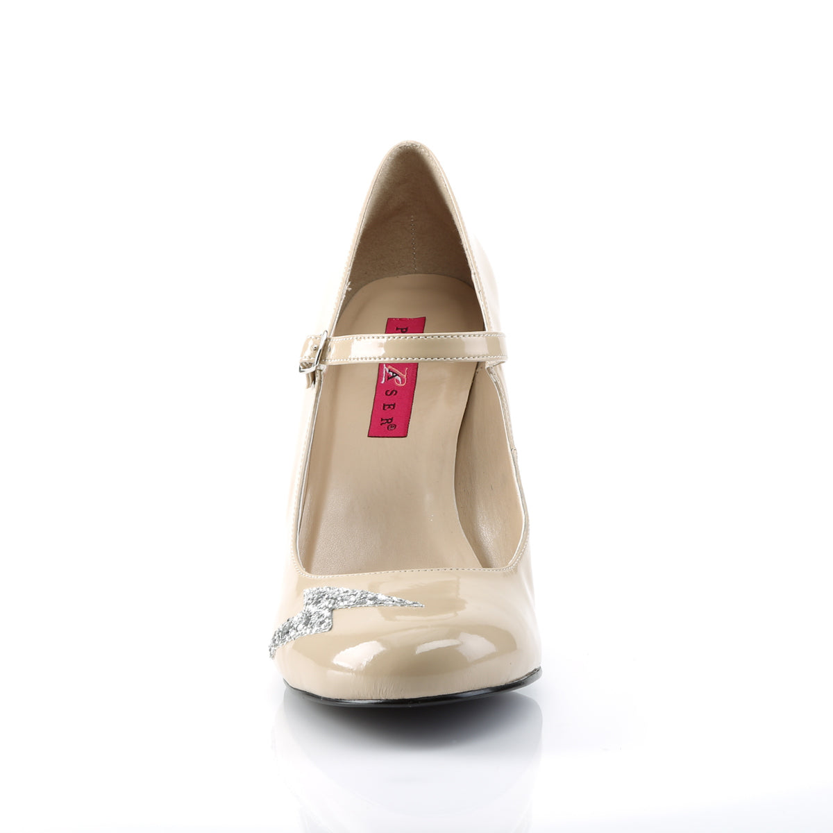 Pleaser Pink Label Womens Pumps QUEEN-02 Cream Pat-Slv Glitter