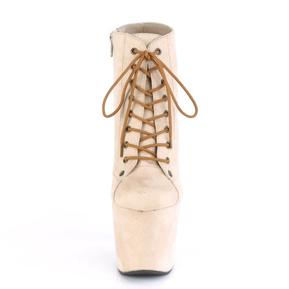 Pleaser Womens Ankle Boots RADIANT-1005 Beige Faux Suede/Beige Faux Suede