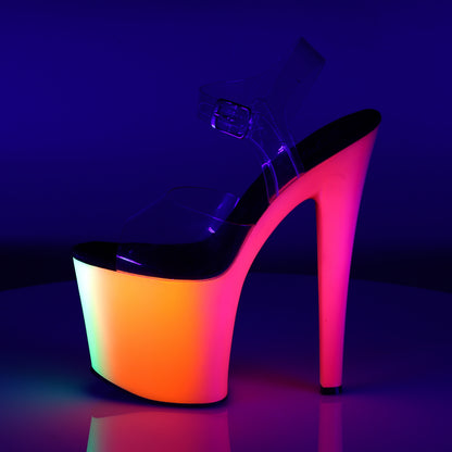 Pleaser Womens Sandals RAINBOW-708UV Clr/Neon Multi