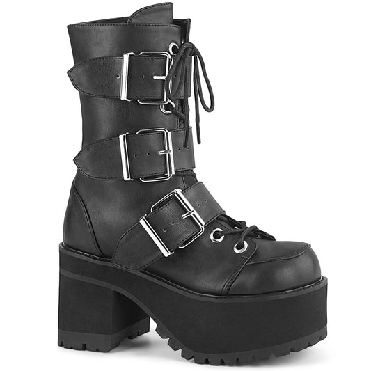 DemoniaCult Womens Ankle Boots RANGER-308 Blk Vegan Leather