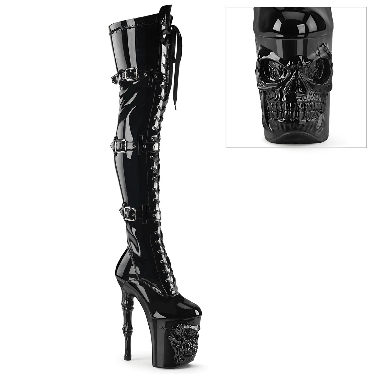 Pleaser  Boots RAPTURE-3028 Blk Str. Pat/Blk