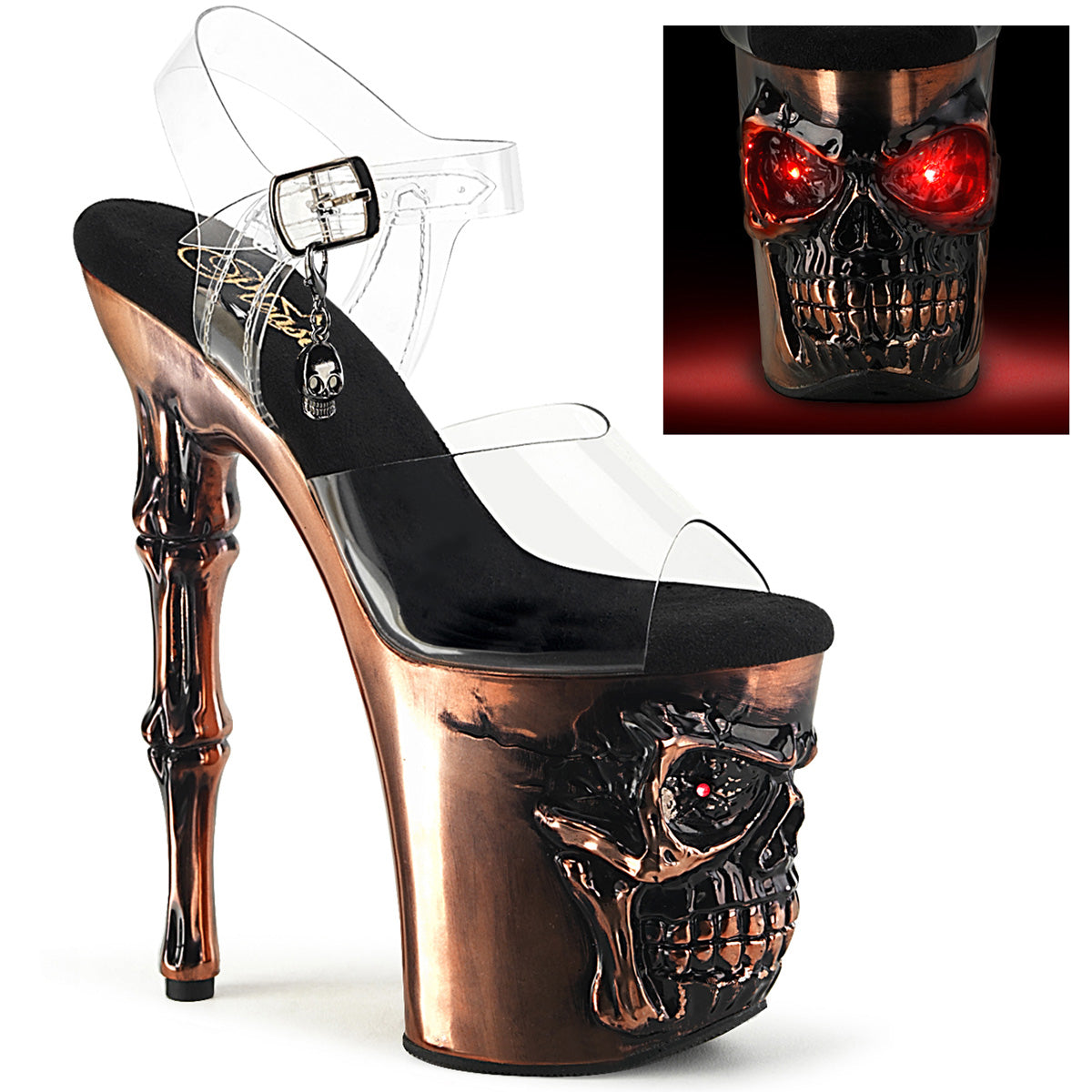 Pleaser  Sandals RAPTURE-808-LT Clr/Satin Copper Chrome